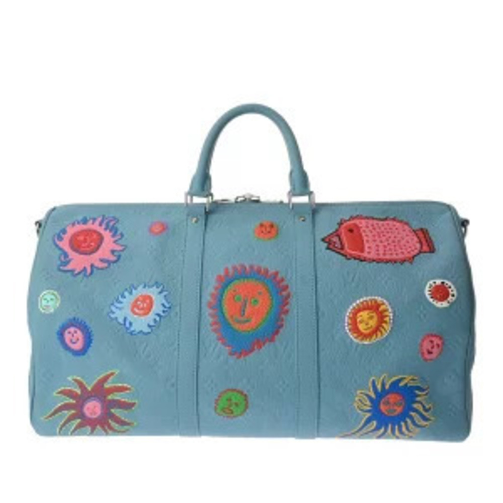Louis Vuitton Keepall Bandouliere Blue Monogram Taurillon Leather Boston Bag
